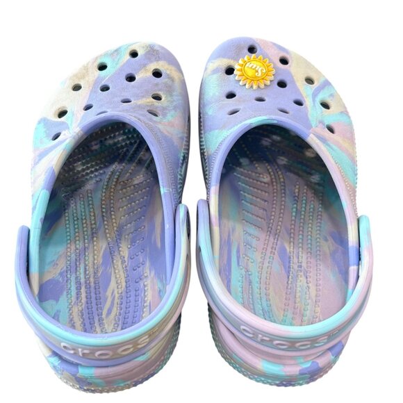 Lilac Tie-Dye Crocs Clog Shoes Multicolor Rubber Size 2 Junior - Picture 4 of 7
